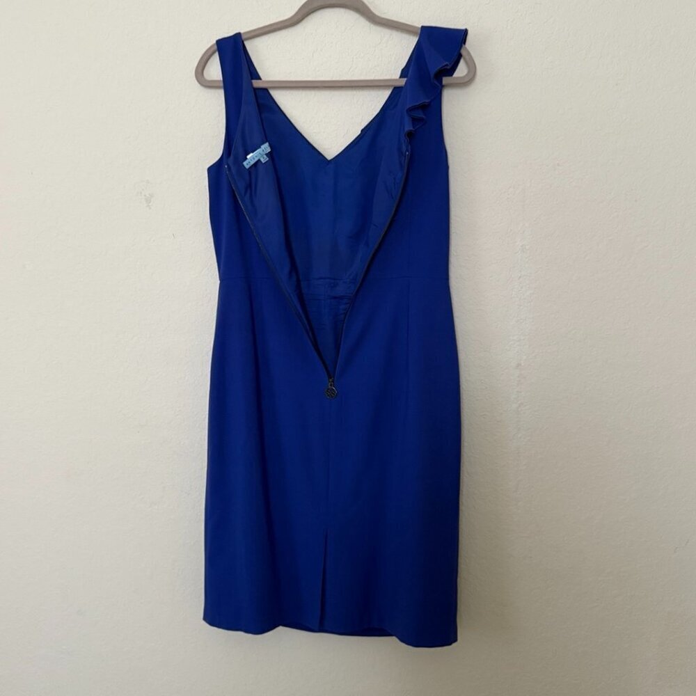 Antonio Melani Royal Blue Sleeveless Dress With Ruffle down Front  Size 6 - Picture 4 of 15